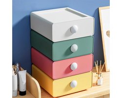 4 Stuks Opbergboxen - Opberger - Ladebox - Bureau-Organizer Laden - Stapelbare Bureau-Organizer - Opbergdoos Laden - Met 4 Laden - 4 Kleuren - Voor Kantoor, Bureau, Accessoires voor Thuis, School, Papier of Badkamer