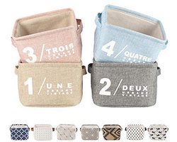 4 stuks opbergmanden - opvouwbare mini-opbergdozen - waterdichte opbergbakken van katoen en linnen voor speelgoed, badkamer, kasten en speelkamer