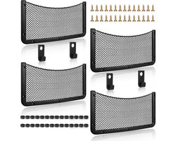 4 stuks opbergnetten voor campers, elastische opbergtas voor kofferbak met kunststof frame, van camper, caravan, boot, auto, opbergoplossingen, accessoires voor het opbergen van telefoon/waterfles/toiletartikelen, 42 * 21 CM - zwart