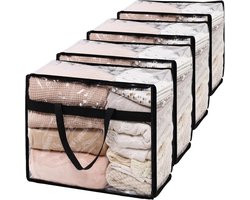 4 stuks opbergzakken voor dekens - Opbergzakken voor quilts - 40 liter extra grote capaciteit - Transparante opbergzakken van plastic vinyl - met rits en versterkte handgrepen - voor kleding, quilts, beddengoed, verhuisdozen - Transparant
