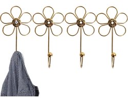 4 stuks - Ophanghaken -ijzer - imitatie goud - 16*8.5 cm - Kapstokhaken - Sleutelhaken - Muurhaken-Wandhaken-Keukenhaken-Handdoekhaken - Haakjes - Haken - Ophanghaakjes - Haakjes voor Sleutels - Elegant - Ophanghaak - bloemen - Jas haak - Kledinghaak