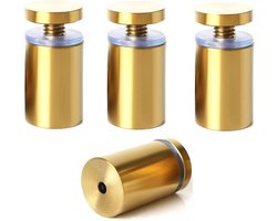 4 stuks Ophangsysteem Goud kleur Plexiglas wanddecoratie - Afstandhouders - ophangsysteem voor kunststof, dibond, aluminium, staal of plexiglas - RVS- naamborden