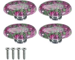 4 stuks ovale kastknoppen, natuurlijke genezende stenen lade trekknop, meubelaccessoires voor kasten dressoir kledingkast, inclusief schroeven, bloesem roze