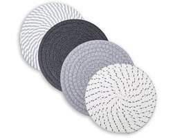 4 stuks placemats, rond, 18 cm, onderzetters, glazen, pannenbeschermers, vilten onderzetters, ronde tafelonderzetters, placemats voor keuken, potten, kopjes, pannen en borden