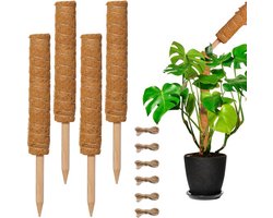 4 stuks-Plant klimmen wijnstok-steunstaaf-groene schildpad rug bamboe palm kolom-tuinbouw stand-bloemstok-50 cm-kokos bruin