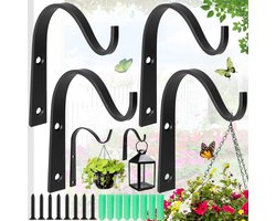 4 stuks Plantenhaak Muur Opknoping, IJzeren Tuinhaak, Plantenhouder ijzeren Wandhaak, voor het Ophangen van Planten, Vogelhuisjes, lantaarn, Windgong Wandlamp