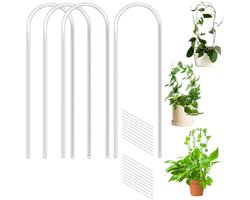 4 stuks Plantenstandaards - Klimplanten klimrek - Plantensteun - U vormige bloemenstandaard - Acryl steunpalen - tuinaccessoires - Met bevestigingsbanden - Voor hoya, monstera, klimplanten, pothos (35*10 cm - Transparant)