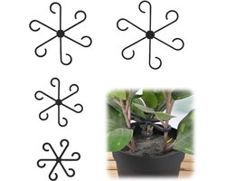 4 stuks plantenstengelsteunen, kunststof plantenklimplantenstengelhouders, bladsteunring voor kamerplanten, klimrek voor planten, herbruikbare accessoires voor plantengroei, zwart