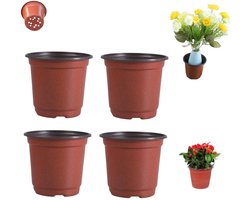 4 stuks - Plastic bloempotten - Tweekleurige plastic bloempot - PP - Voedingsbeker voor zaailingen - Voedingspot - Kweekpot - Verdikt - Bloempot - Afvoergat - 21 cm diameter - Tuinieren - Balkondecoratie
