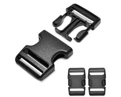 4-stuks plastic gespen - Platte gespclips voor rugzakken en riemen - Zwart