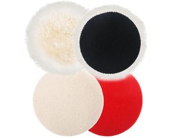4 Stuks Polijstpads van Schapenwol 125mm voor Random Sander met Klittenband - Ideaal voor Auto, Boot en Meubels