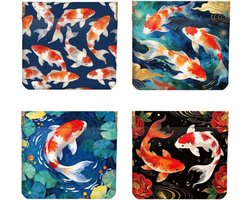 4 Stuks PU Leren Mini Muntentassen en Cosmetica Tassen voor Make-up, Sleutels en Haaraccessoires, Ideaal voor Koi Vissen en Tuinaccessoires