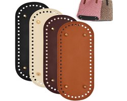 4 Stuks PU Leren Tasbodem voor Haakjes - Ovalen Tasbodem Shaper Pad met Gaten voor Handtas, Breitas en DIY Accessoires 22x10cm, Ideaal voor Creatieve Projecten en Handwerk