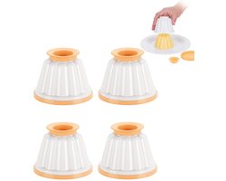 4 stuks puddingvormen met deksels - herbruikbaar en gemakkelijk uit de vorm te halen - Italiaanse panna cotta bakkommen - dessertgelei bakvormen - 8,5*7 cm - voor thuis bakken, pudding en panna cotta - geel-wit