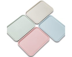 4 stuks-Rechthoekig klein dienblad , theetablet, voedseltray, decoratief dienblad, mini-dienblad, antislip, herbruikbaar, voor keuken, café, bakkerij, 25 x 18 x 1,6 cm