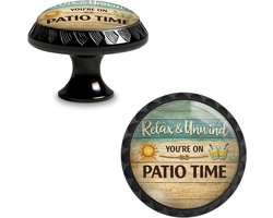 4 Stuks Relax & Unwind Patio Sign Knoppen voor Keukenkasten - Acryl Ronde Ladehandgrepen voor Dressoir en Kastdeuren