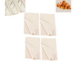 4-stuks Rijsdoek voor brooddeeg - Deegmat - Bakdoek - 48x36cm - Herbruikbaar - Verdikt ontwerp - Geschikt voor het laten rijzen van brooddeeg, als keukengereedschap voor gebak, voor het maken van baguettes, brood bakken, enz. - Beige