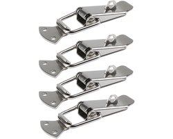 4-stuks roestvrijstalen slotgesp - Schakelslot - Industrieel hangslot - Gereedschapskistgesp - Gespvergrendeling - Met roestvrijstalen gesp - Voor koffers, kasten, houten kisten, gereedschapskisten, koffers - Zilver