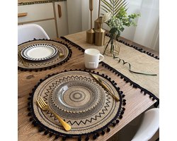4 stuks ronde natuurlijke jute kwastjes bedrukte tafel placemat mat doek placemat beker waterdichte onderzetter doily keuken accessoire