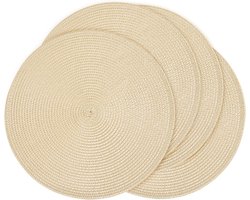 4 stuks - Ronde placemats 38 cm - Geweven tafelmatten in beige - Hittebestendig, waterdicht, oliebestendig en wasbaar - Stijlvolle isolatiemat voor eettafel - Ideaal voor keuken, restaurant, hotel, café en dagelijks gebruik