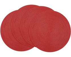 4 Stuks Ronde Placemats - Antislip En Wasbare Tafelmatten - 30 Cm Placemats - Geweven Hittebestendige Placemats Voor Kerst, Gezin, Bruiloft En Feest Tafeldecoratie (Rood)