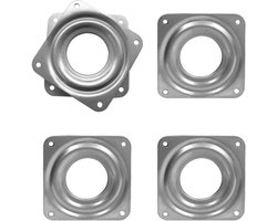 4 Stuks - Roterende Swivel Plate - Draaiplateau - Bearing Table Swivel Plate - Draaitafellagers - Draaibaar 360 graden - Draaitafel Bearing - Zilver - 7,2*7,2*0,85 cm - Koudgewalst staal - Voor vitrinekasten, boekenkasten, kledingkast, sieradendoos