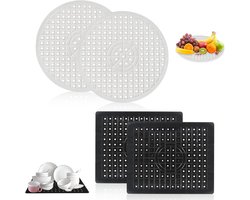 4 stuks, rubberen spoelbakmat voor spoelbak, antislip wastafel, spoelmat, op maat te snijden, drainagemat voor gootsteen, mat, badkamer, keuken