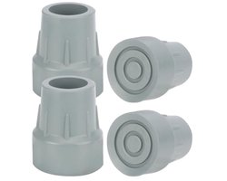 4 Stuks Rubberen Vervangingstips voor Krukken, 25 mm, Antislip, Geschikt voor Looprekken en Stokken, Grijs
