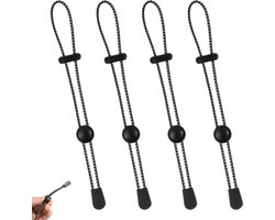 4 stuks - Rugzak wandelstok houder - koord voor bergbeklimmen - verstelbaar elastisch koord - voor wandelen, trekking, bergbeklimmen en outdooractiviteiten - 20cm - zwart