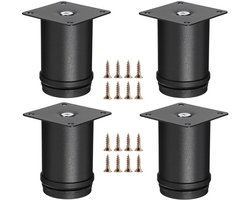 4 Stuks RVS Meubelpootstellen - 8 cm (3 Inch) Verstelbare & Verzinkbare Meubelverhogers | Extra Sterke Onderstellen voor Bank, Stoel, Kast en Bureau | Eenvoudige Montage zonder Boren | Geschikt voor Binnen en Buiten
