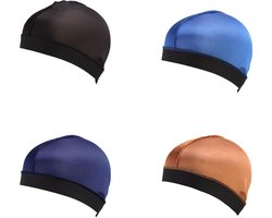 4 stuks satijnen golfmutsen - zijdeachtige haarbonnets met elastische band voor dames en heren - zacht en ademend voor slaap, douche en pruikverzorging (uniseks ontwerp)