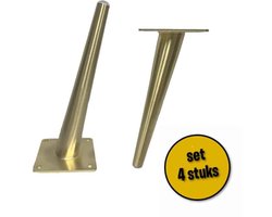 4 stuks schuine stalen pootjes 15cm messing
