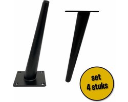 4 stuks schuine stalen pootjes 15cm zwart