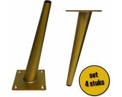 4 stuks schuine stalen pootjes 20cm messing