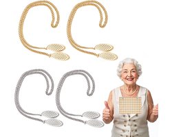 4 stuks Servetketting met klemmetjes - 48cm - servetklemmen - slabhouder - servetklemmen met ketting - zilver en goud - Metaal