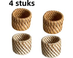 4 stuks - servetringen - puur handgemaakte rotan herfst rotan gevlochten servetringen handgemaakte ring vierkante handdoekring - originele houtkleur