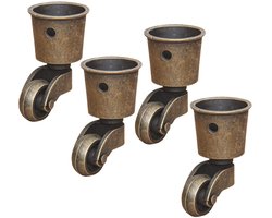4-Stuks Set Draaibare Rollen van Massief Messing, Luxe Meubelrollen, Draagvermogen van 440 Pond, Geschikt voor Banken, Salontafels en Piano's