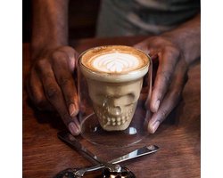 4 Stuks Shotglas Skull Glaze glaasje met doodshoofd-Whiskeyglas -Inhoud  220ml-Transparant