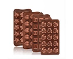 4 Stuks Silicone Chocolade Mallen - Rubber Mallen voor Snoep - Nonstick, 3D Ontwerpen