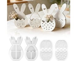 4 Stuks Siliconen Gietvormen voor Pasen, 3D Paashaas en Konijn Gipsvormen voor DIY Handwerk, Creatieve Paasdecoratie en Woonaccessoires
