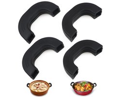 4-stuks siliconen pannengreep beschermers - Hittebestendige en antislip beschermers - Voorkomen verbranding en brandwonden Praktische keuken accessoires - Geschikt voor koekenpannen, braadpannen en koekenpandeksels - Zwart