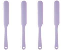 4-stuks Siliconen roomschraper - Siliconen pottenspatel - Zuurdesemschraper - Keukenspatel met lange steel - Roer-, schraap- en smeergereedschap - Geschikt voor potten, bakken, cakeglazuur, room, boter en beslag - Paars