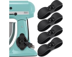 4-stuks snoeropberger - snoerhouder - snoerorganizer - snoeropberger voor keukenapparatuur - keukengadget voor snelkookpan, blender, koffiezetapparaat, airfryer - Zwart