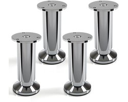 4 stuks SOTECH meubelpoot Alpha, chroom gepolijst, belastbaar tot 250 kg, hoogte: 120 mm verstelbaar