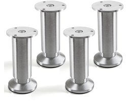 4 stuks SOTECH meubelvoet Alpha, aluminium geborsteld, belastbaar tot 250 kg, hoogte: 120 mm, verstelbaar