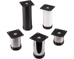 4 stuks SOTECH meubelvoet Jimmy, wit rond, diameter: 50 mm, hoogte: 100 mm verstelbaar