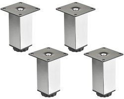 4 stuks SOTECH meubelvoeten ZULU 38 x 38 x 100 mm gepolijst chroom, belastbaar tot 100 kg per voet, vitrinekastvoeten bankvoeten kastvoeten