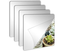 4 Stuks - Spiegel Sticker Set - Wandspiegel - Spiegelsticker - Acryl - zilver - 20*20cm - Zelfklevende - spiegel