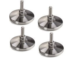 4 stuks Stelschroeven M8 x 30 mm Ø 58 mm echt roestvrij staal (SS201) in hoogte verstelbaar met rubberen voet meubelpoten Stelvoeten Meubelstelschroeven van SOTECH