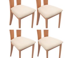 4 Stuks stoelbekleding - Stoelhoes voor Eetkamerstoel - Stoelbeschermers - Eetkamer Stoelhoezen - stoelstoelbekleding - verwijderbare spandex eetkamer rekstoelbekleding - Hoezen voor Eetkamerstoelen - Universele stoelhoes - Blokjes - beige
